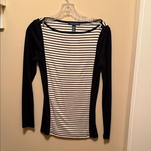 Lauren Ralph Lauren black and White Striped Long Sleeve Top